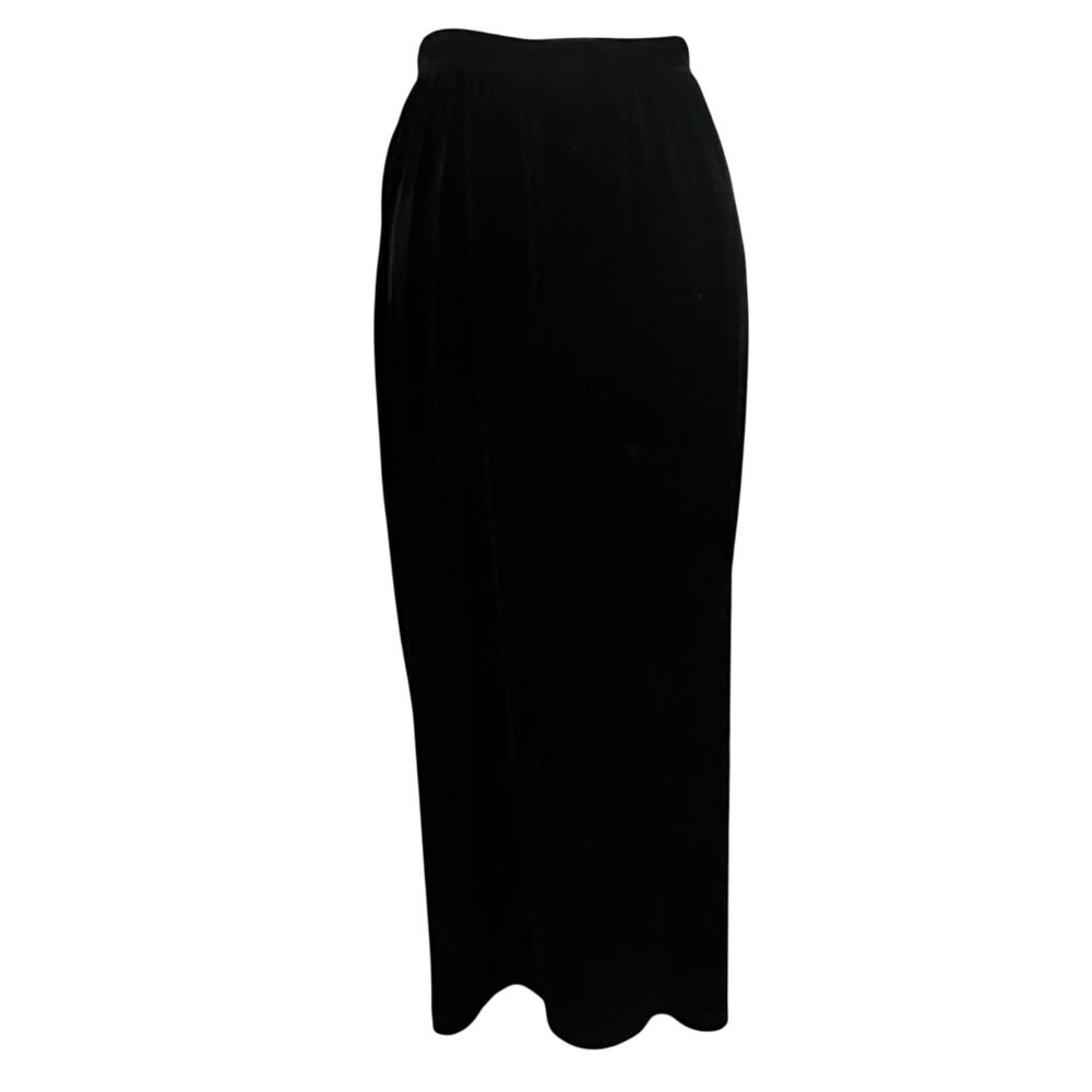 Vintage Clio Velvet Midi Skirt‎ M Black Side Slit Dark Academia Whimsygoth USA - Picture 5 of 15